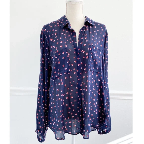 cloth & stone | Tops | Cloth Stone Navy And Pink Button Down Shirt